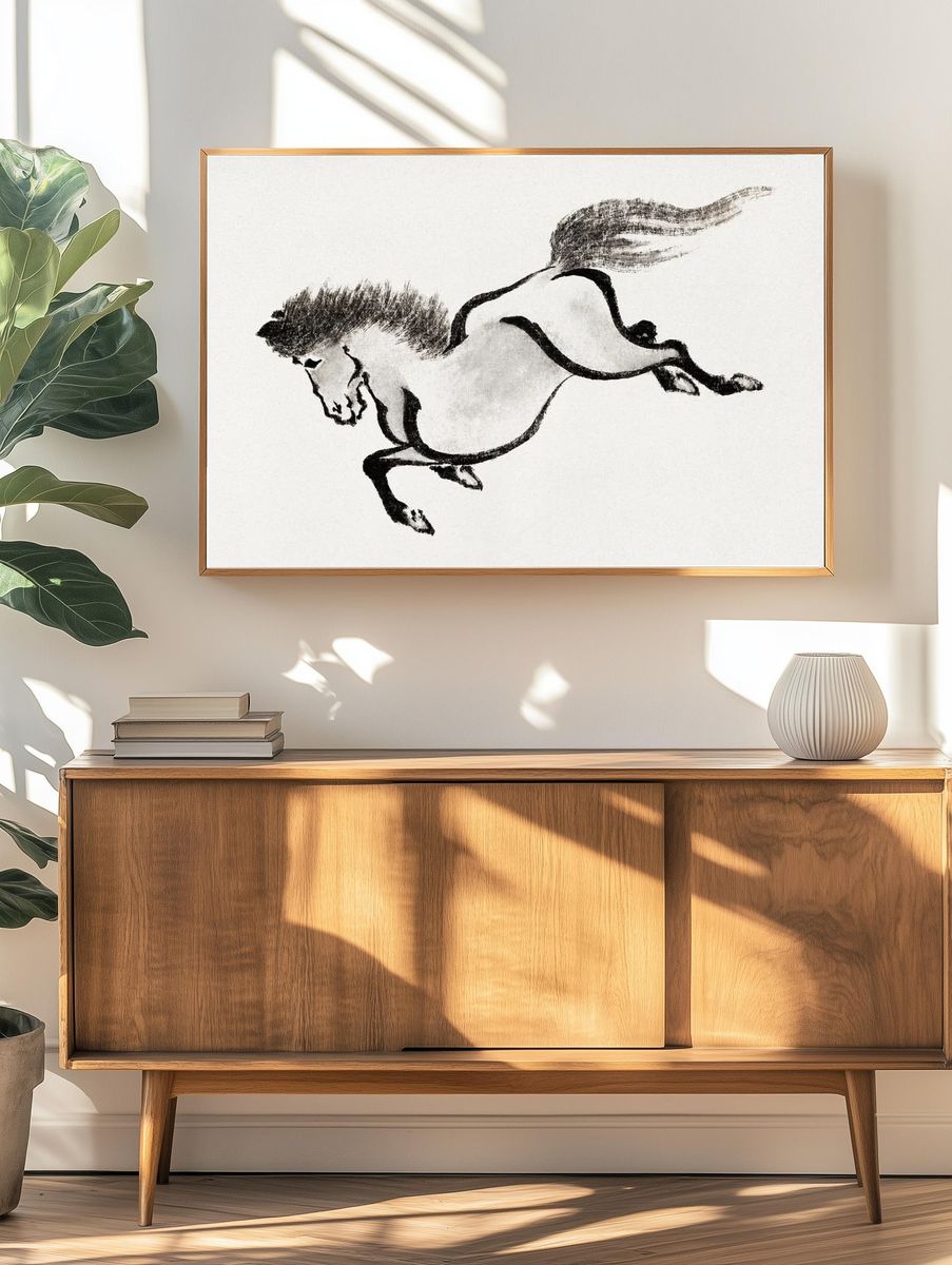 Galloping Horse Ink Print. — room view 3