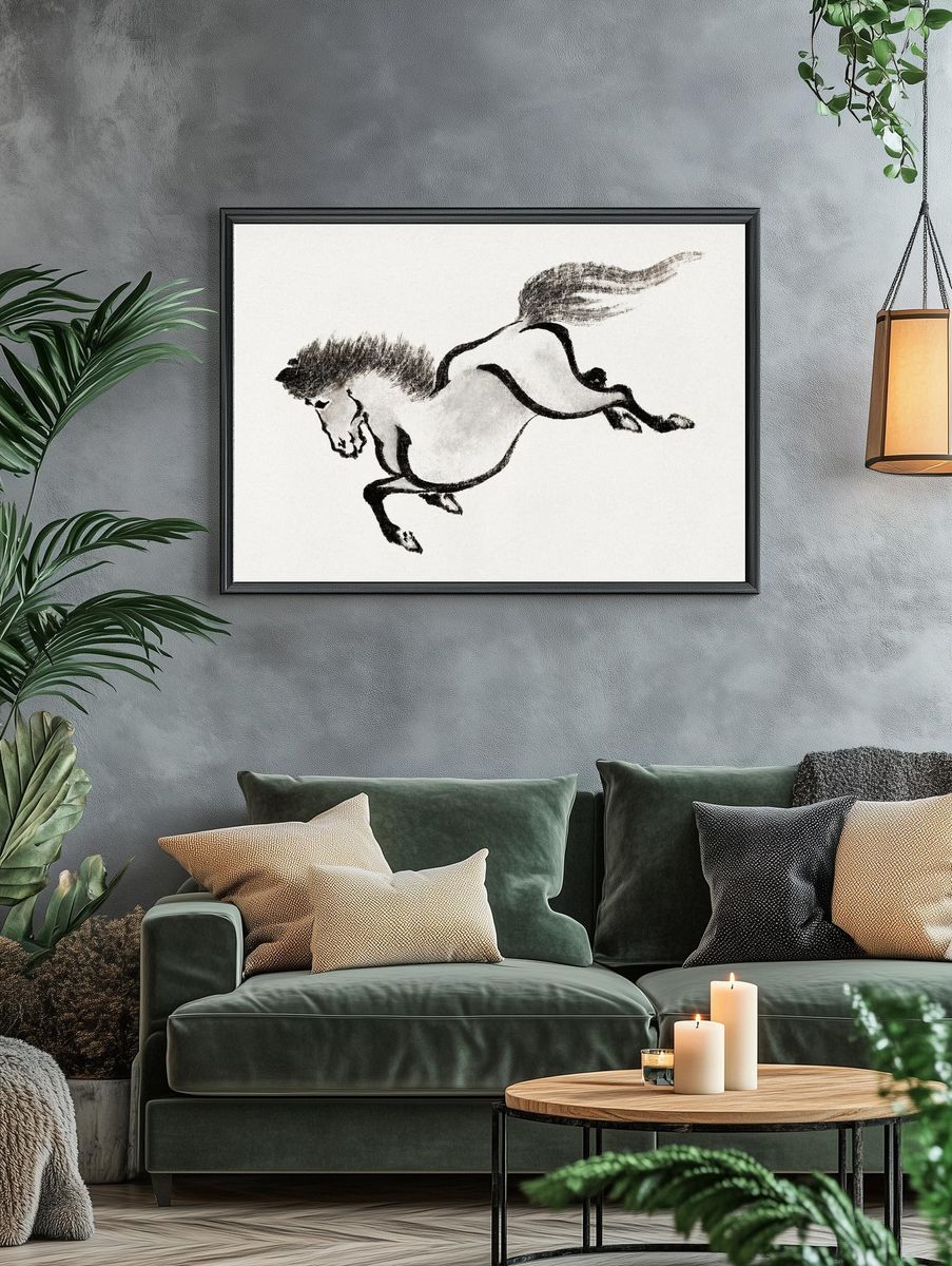 Galloping Horse Ink Print. — room view 4