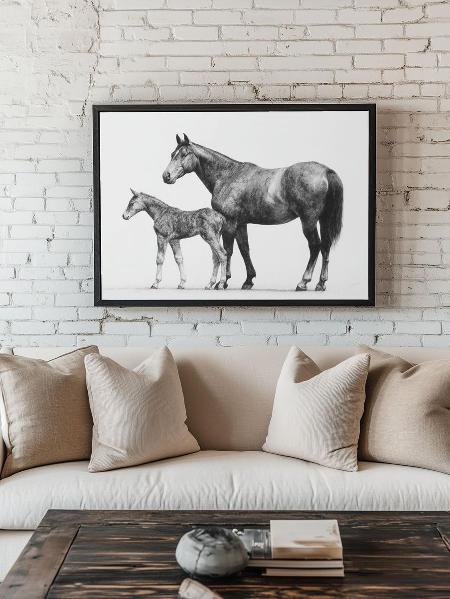 Horse and Foal Sketch Poster. room preview