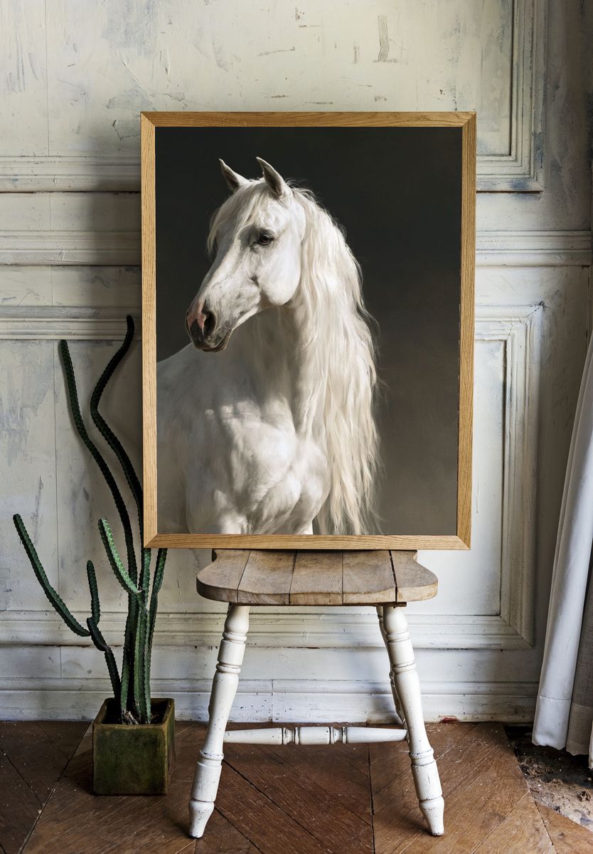 White Horse Portrait Photography Poster. — room view 1