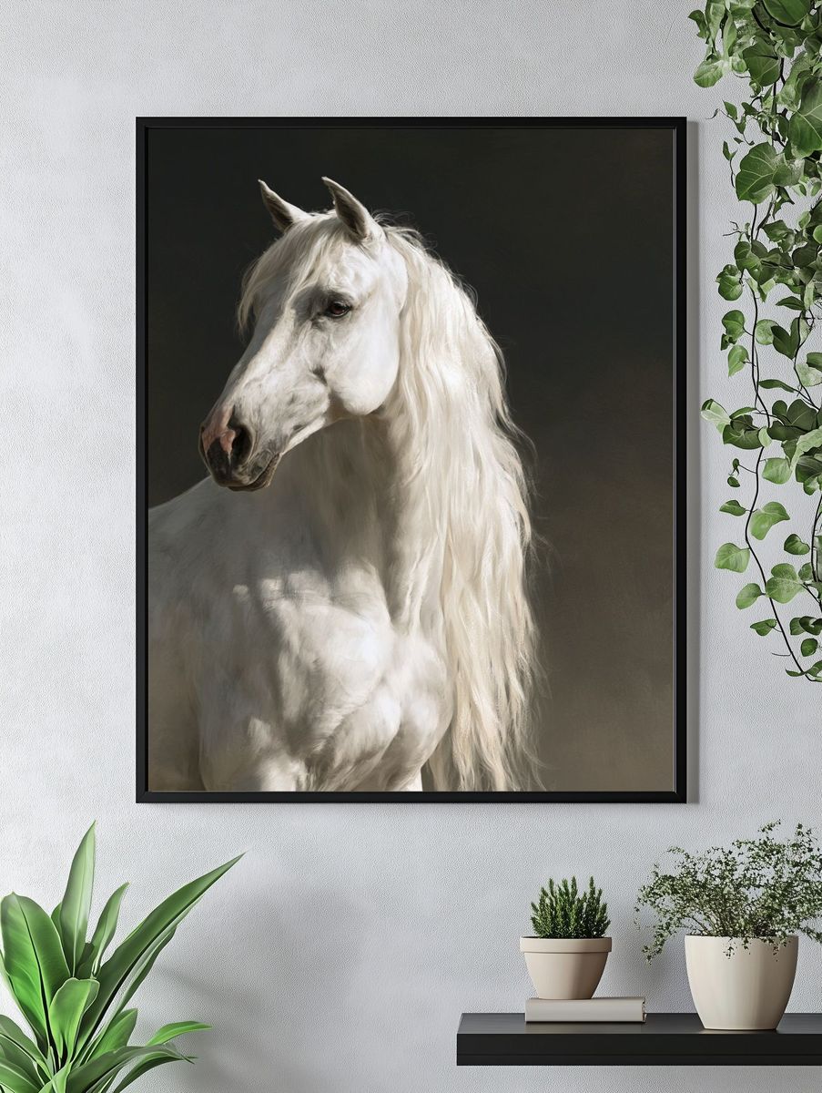 White Horse Portrait Photography Poster. — room view 4