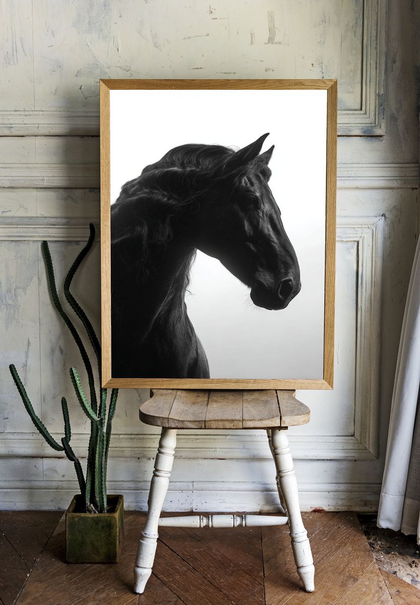 Black Horse Portrait Photography Poster. — room view 1