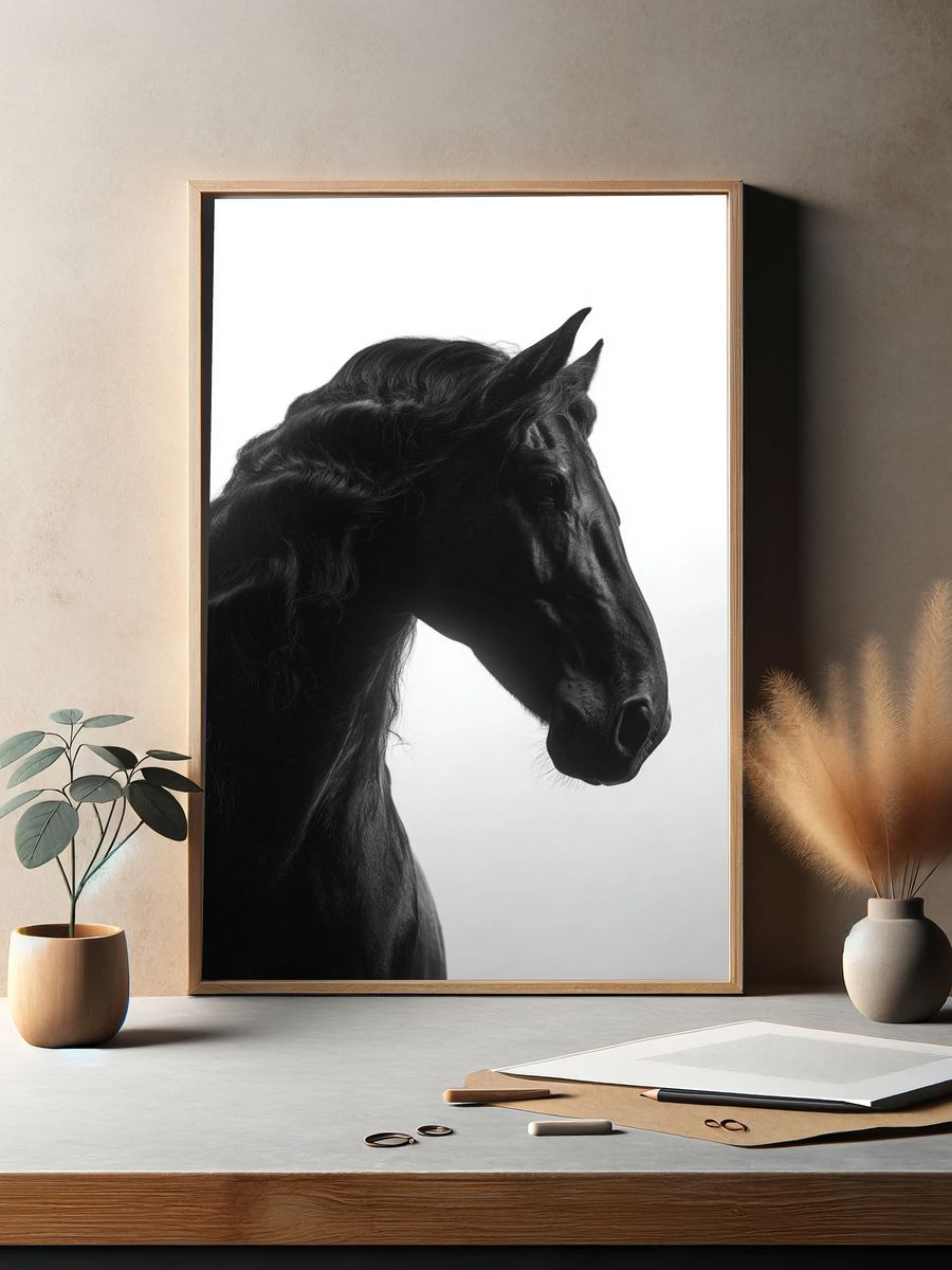 Black Horse Portrait Photography Poster. — room view 2