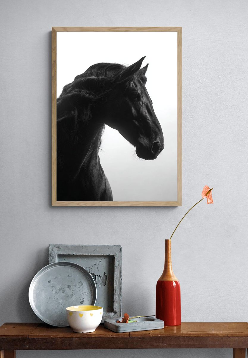Black Horse Portrait Photography Poster. — room view 3