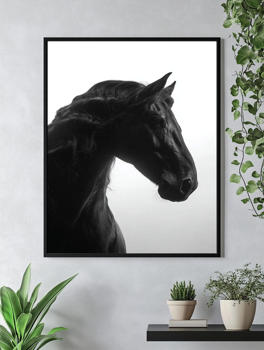Black Horse Portrait Photography Poster. — room view 4
