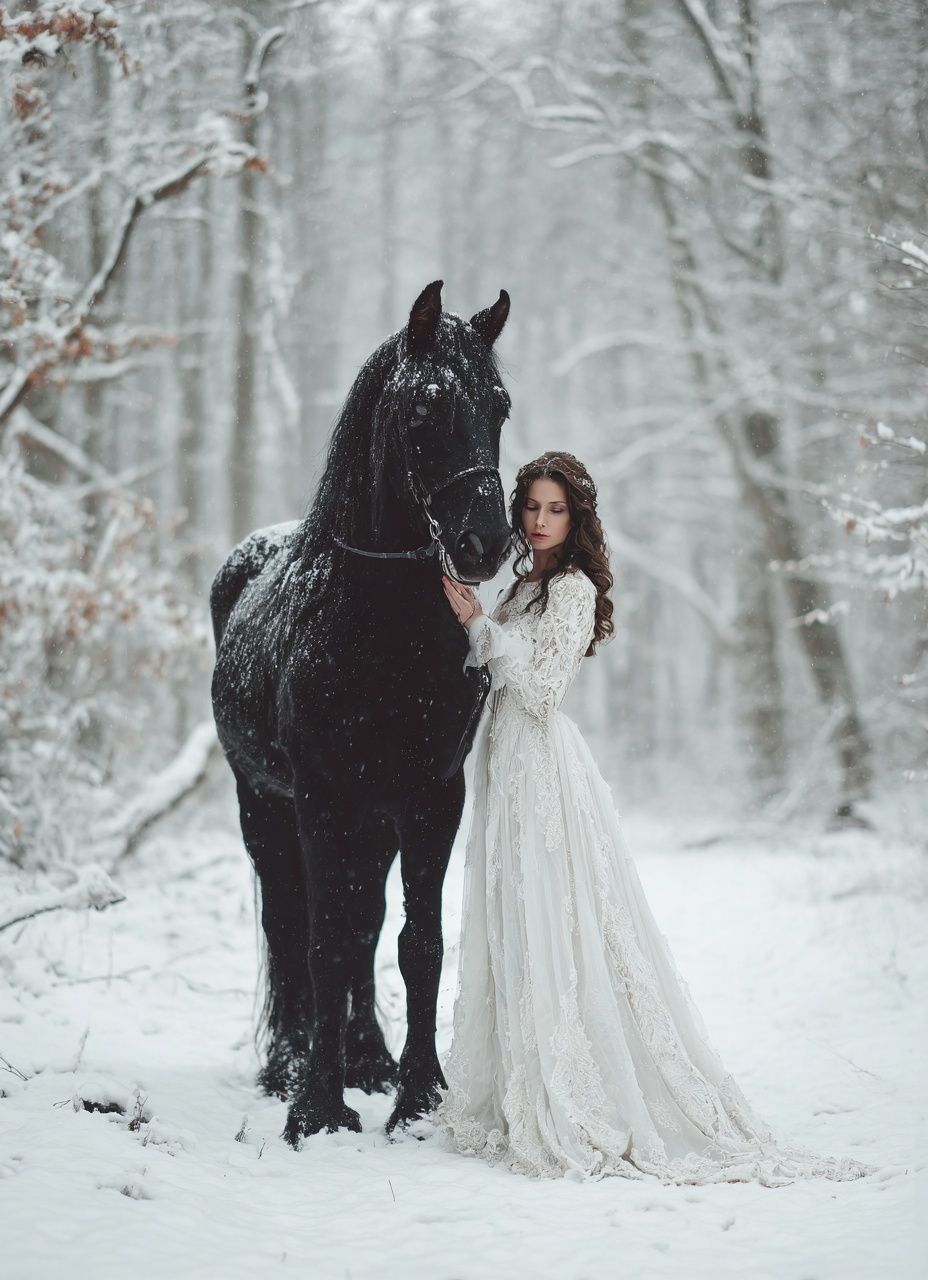 Winter Horse Portrait Print. poster — animals art