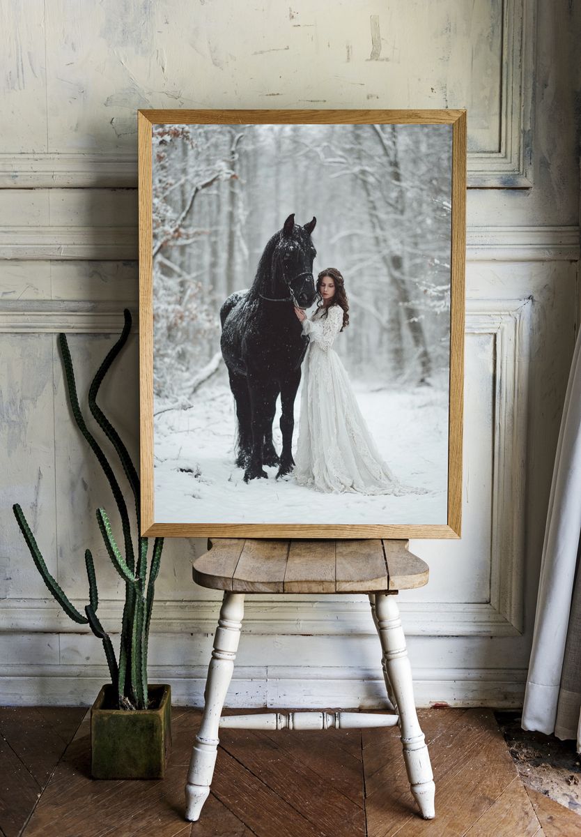 Winter Horse Portrait Print. — room view 1