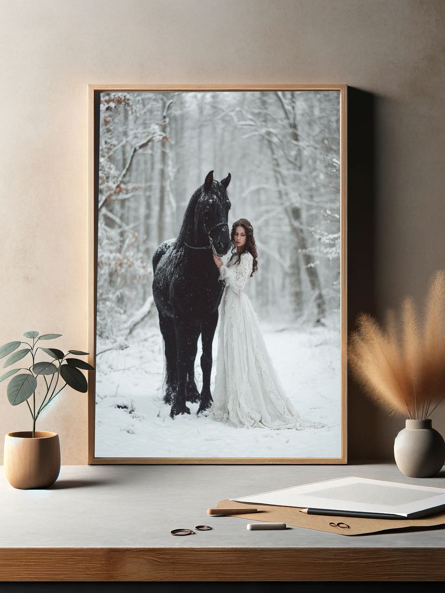 Winter Horse Portrait Print. — room view 2