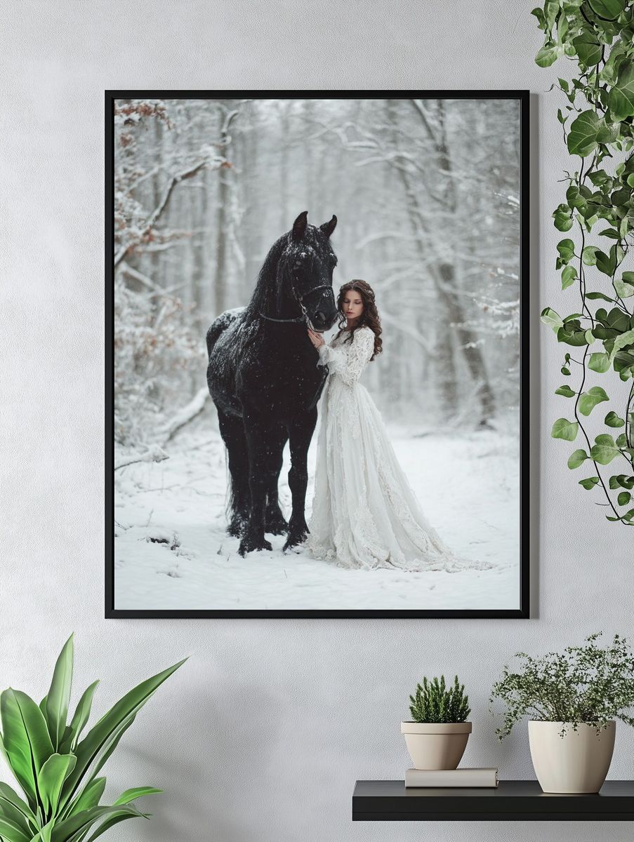 Winter Horse Portrait Print. — room view 4