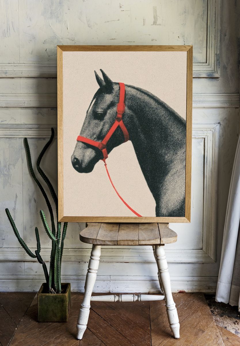 Horse Portrait Vintage Print. room preview