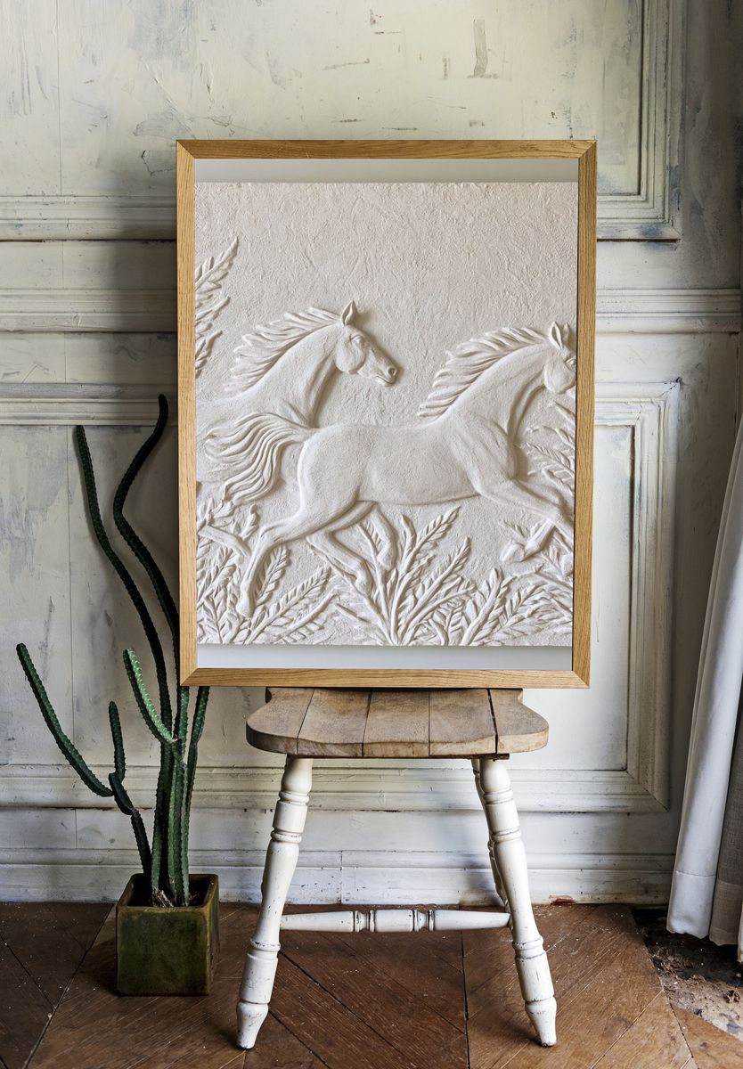 Galloping Horses Relief Print. room preview
