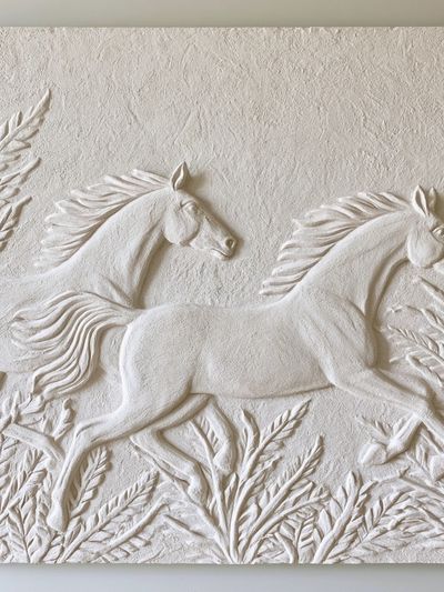 Galloping Horses Relief Print. poster
