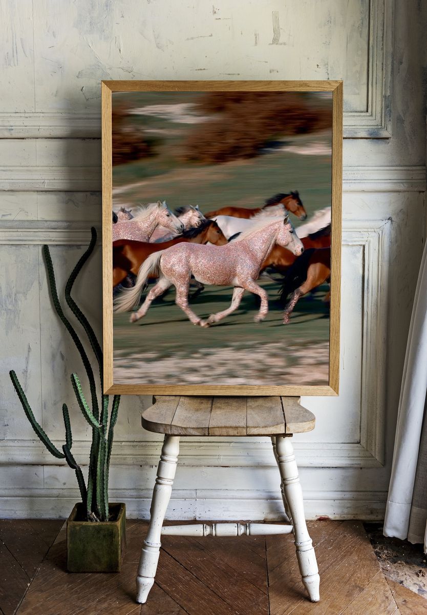 Running Horses Photography Poster. — room view 1