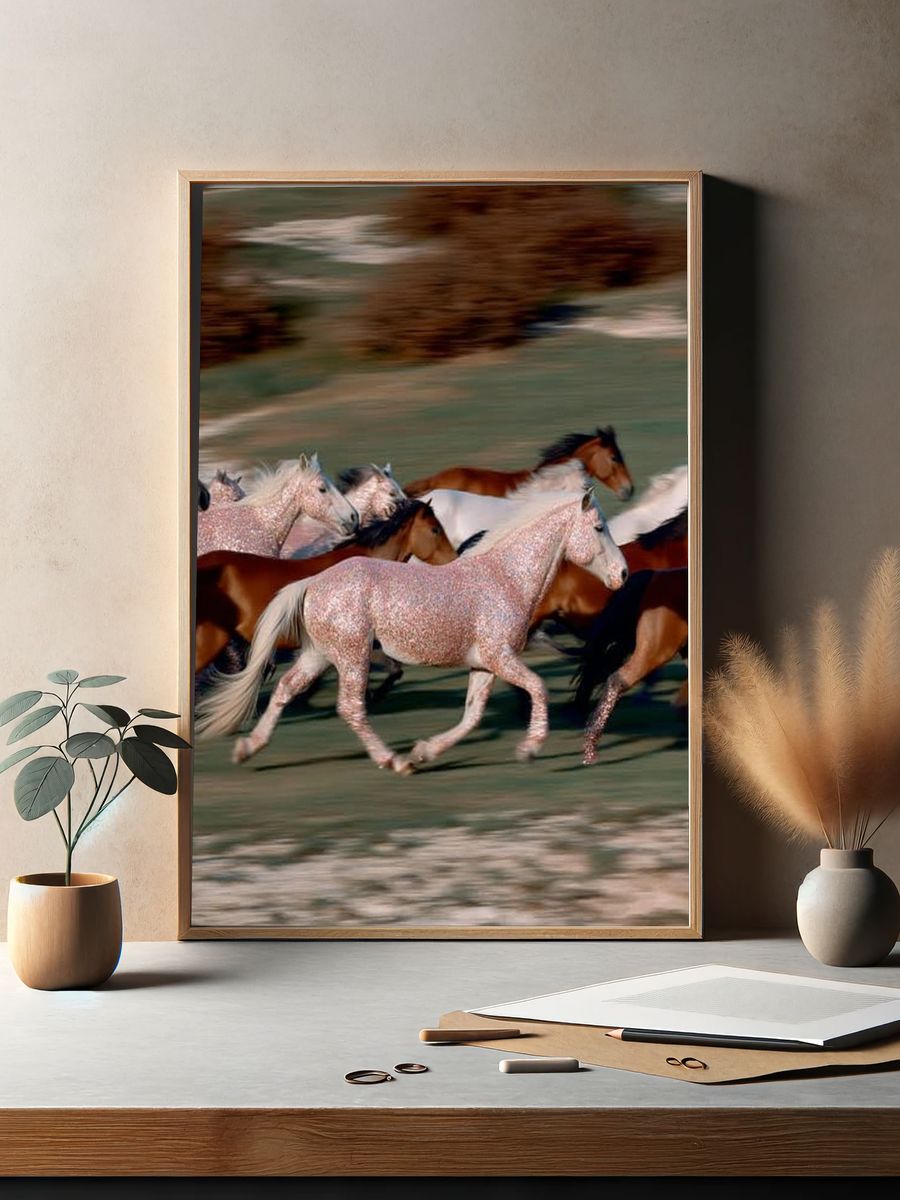Running Horses Photography Poster. — room view 2