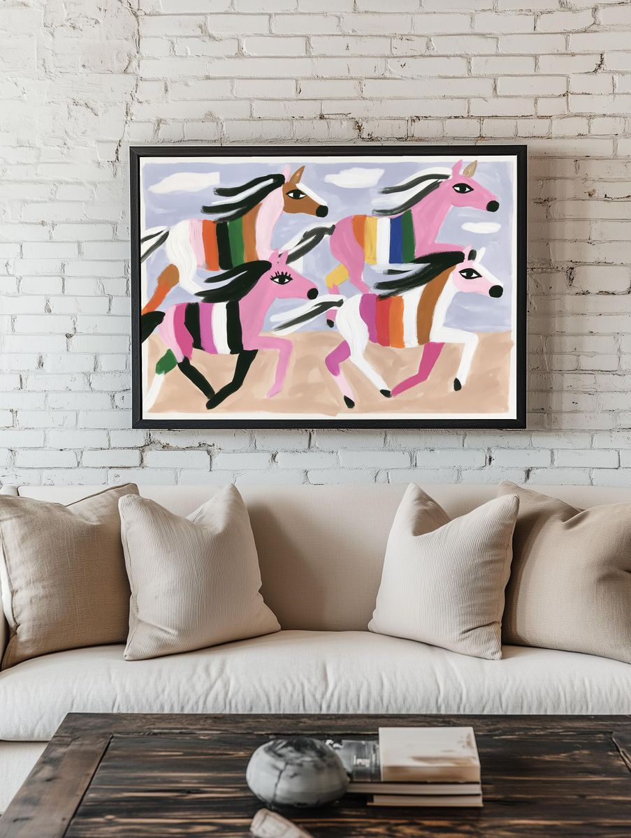 Galloping Horses Contemporary Print. — room view 1
