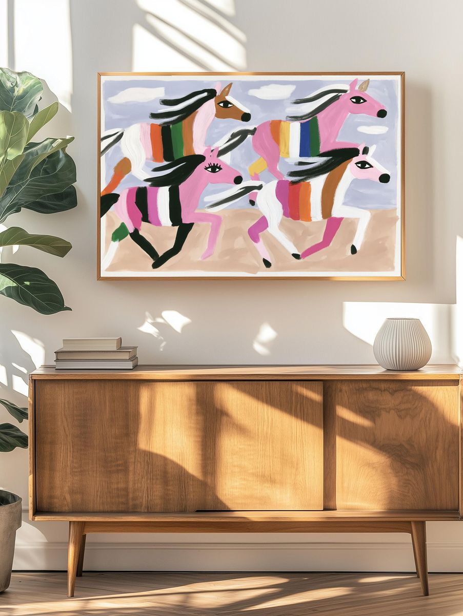 Galloping Horses Contemporary Print. — room view 3