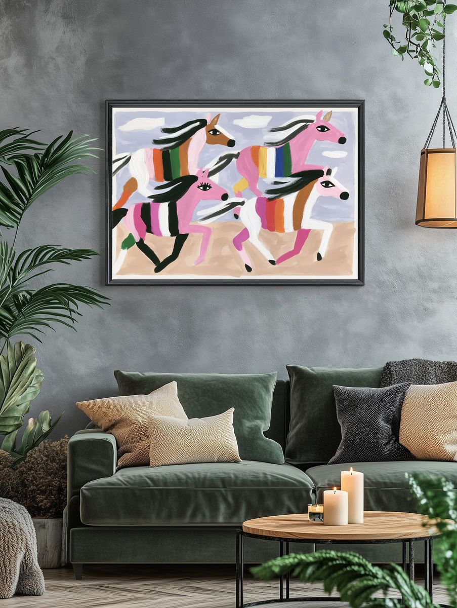 Galloping Horses Contemporary Print. — room view 4
