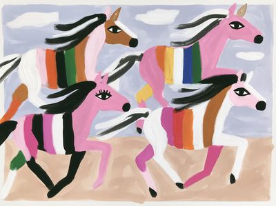 Galloping Horses Contemporary Print.