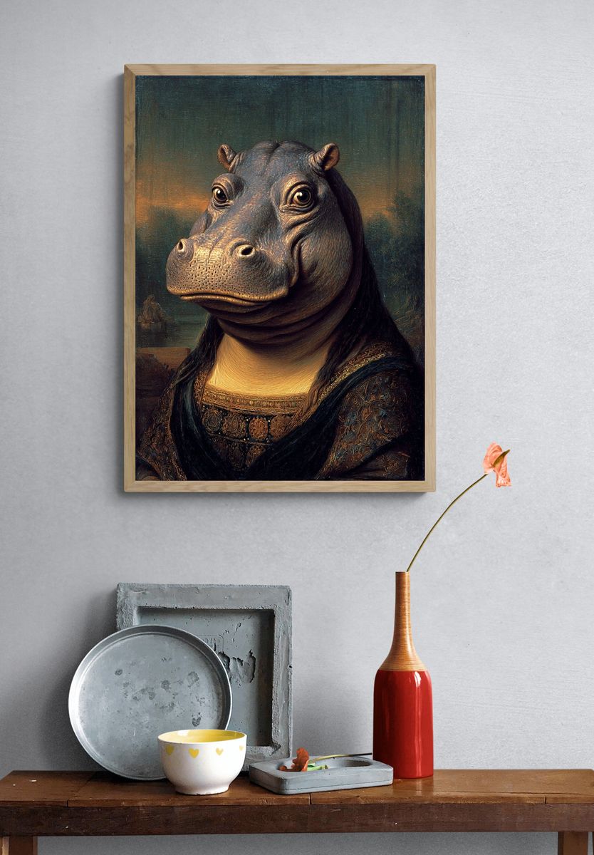 Hippo in Renaissance Style Poster. — room view 3
