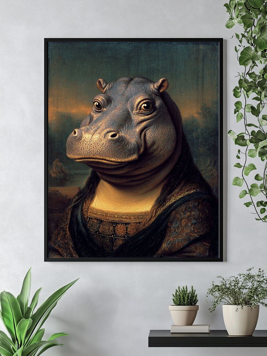 Hippo in Renaissance Style Poster. — room view 4