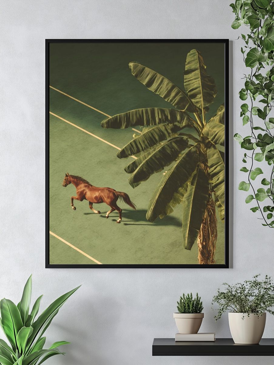 Horse and Palm Tree — Fine Art Print. — room view 4