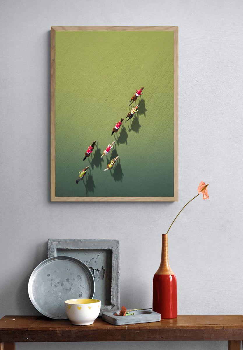 Horse Racing Aerial Photography Poster. — room view 3