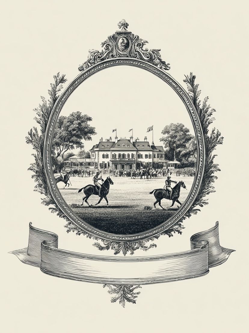 Horse Racing at the Manor — Vintage Print. poster — vintage art