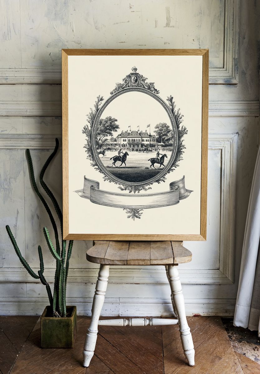 Horse Racing at the Manor — Vintage Print room preview