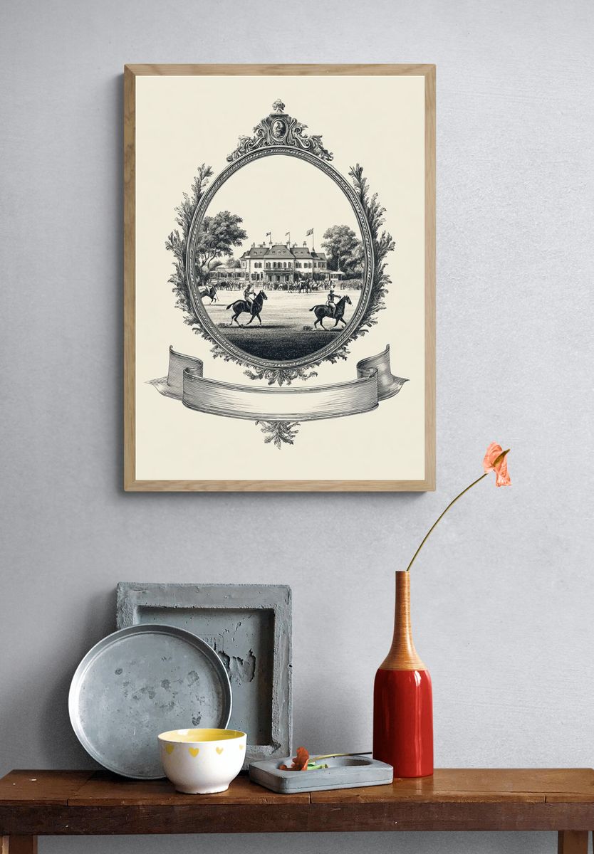 Horse Racing at the Manor — Vintage Print. — room view 3