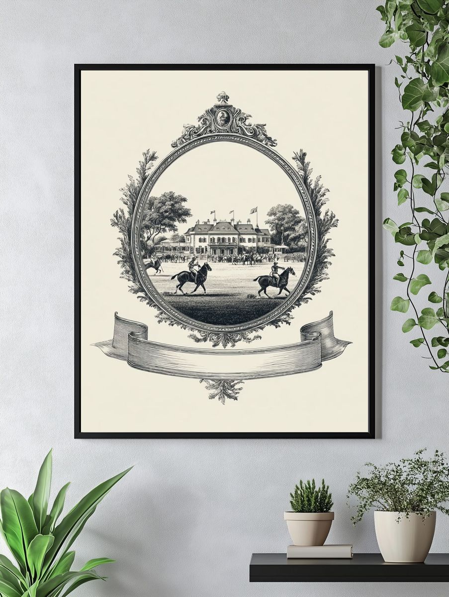 Horse Racing at the Manor — Vintage Print. — room view 4