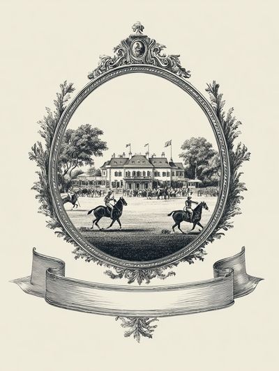 Horse Racing at the Manor — Vintage Print. poster