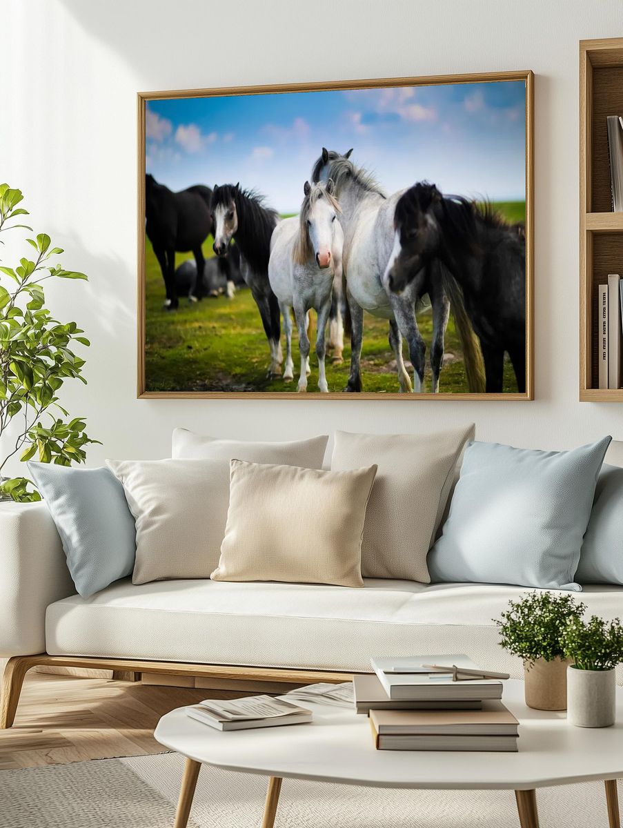 Horses in a Pastoral Scene Poster. — room view 2