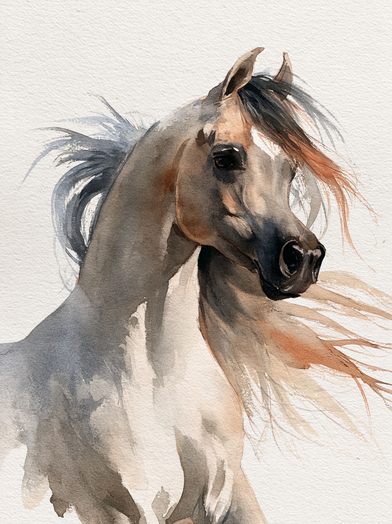 Watercolor Horse Portrait Print. poster — illustration art