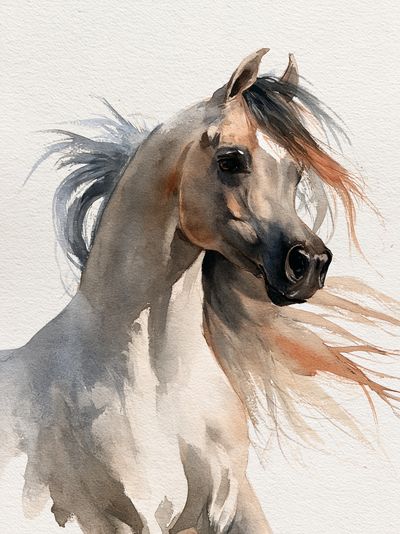 Watercolor Horse Portrait Print.