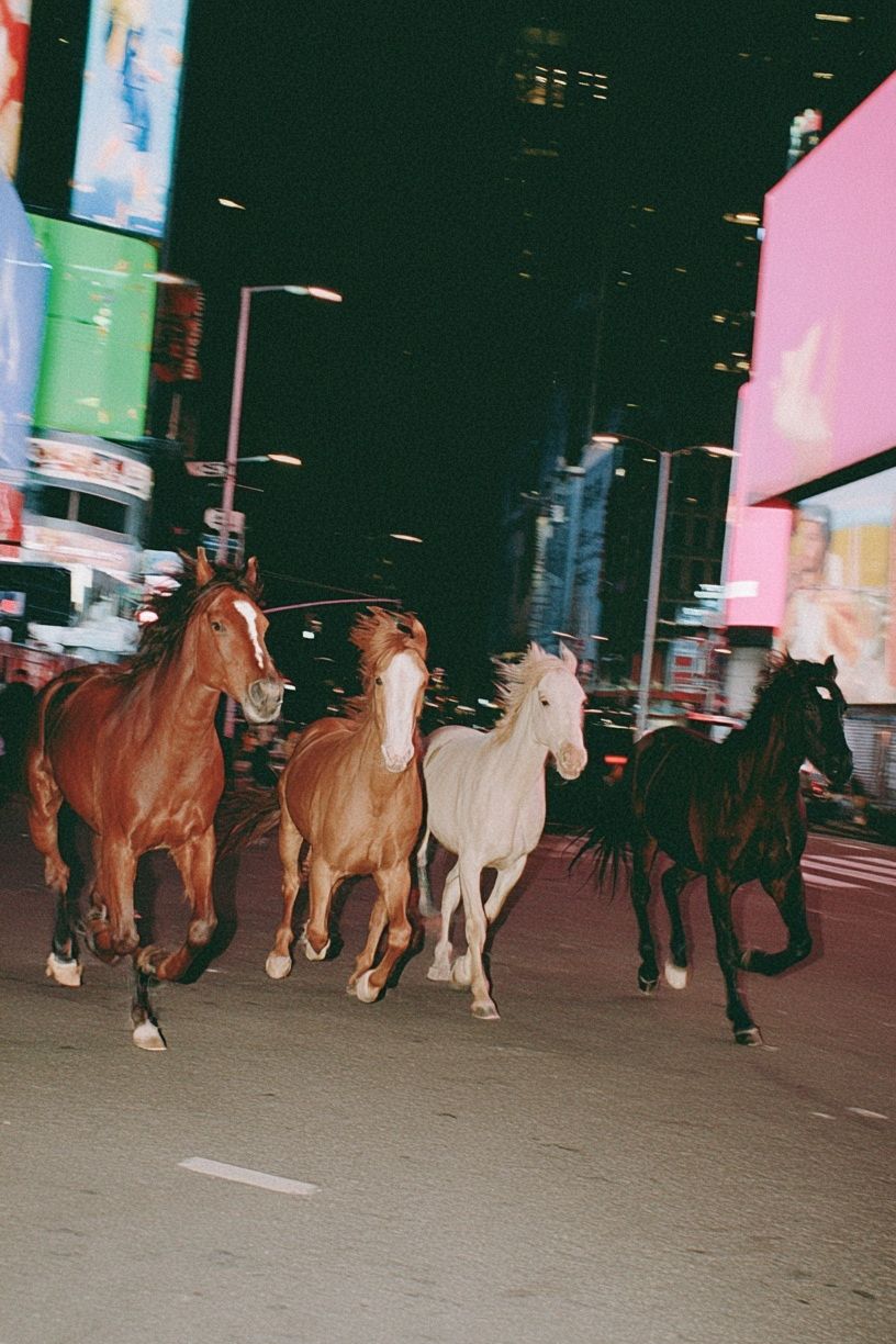 Midnight Horses Street Photography Poster. poster detail