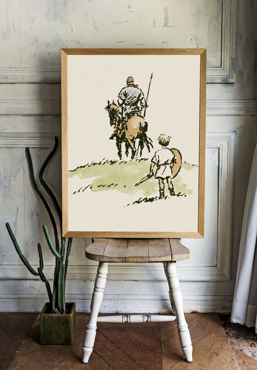 Horse Riders Watercolor Print. room preview