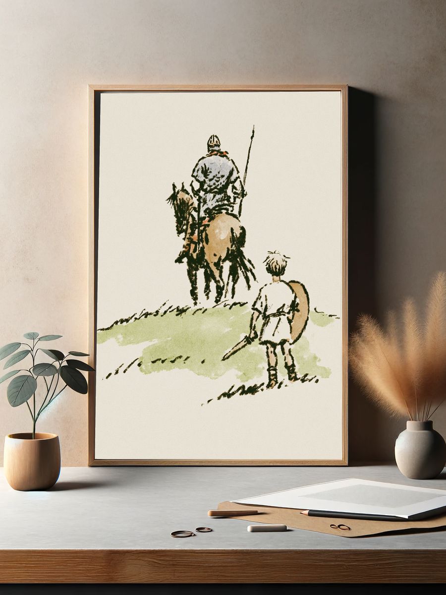 Horse Riders Watercolor Print. — room view 2