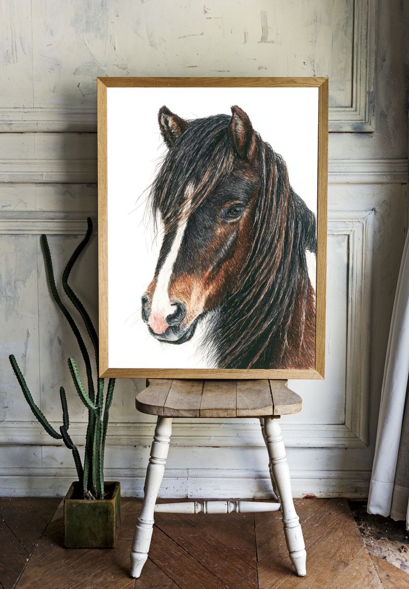 Majestic Horse Portrait — Animal Print. — room view 1