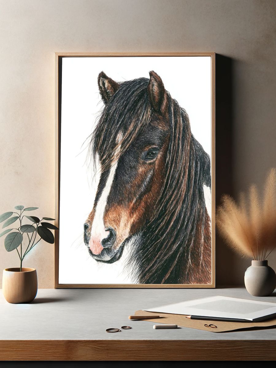 Majestic Horse Portrait — Animal Print. — room view 2