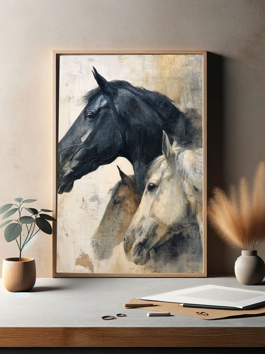Horse Trio Contemporary Print. — room view 2