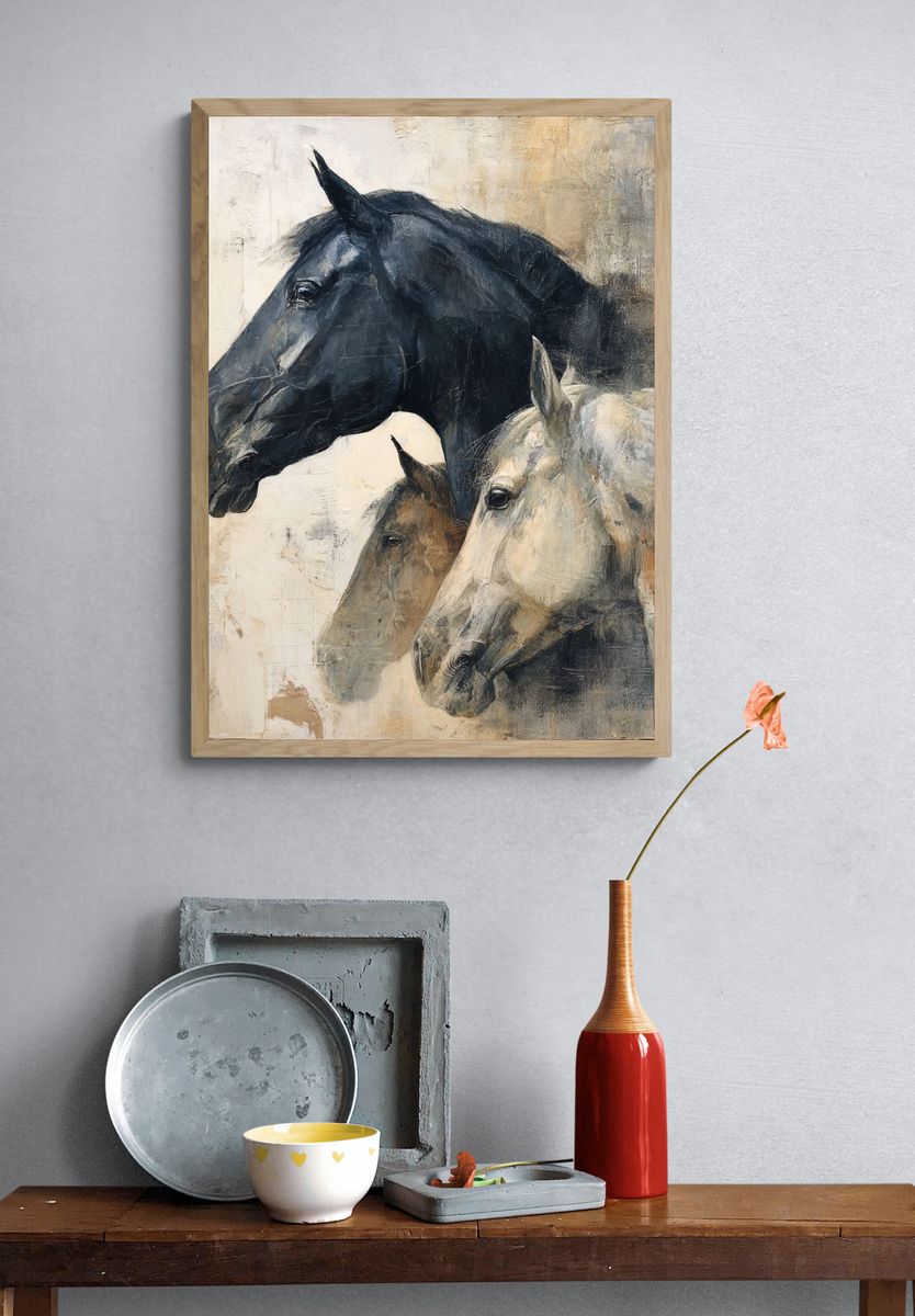 Horse Trio Contemporary Print. — room view 3