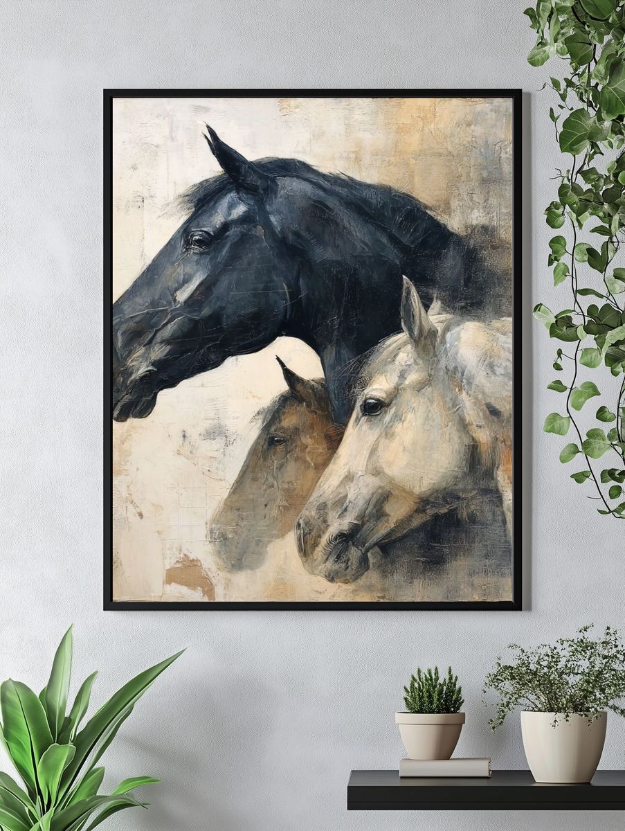 Horse Trio Contemporary Print. — room view 4