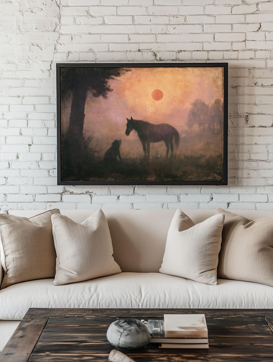 Horse at Sunset Fine-Art Print. room preview