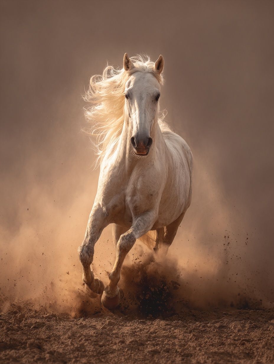 Running White Horse Photography Poster. poster — animals art