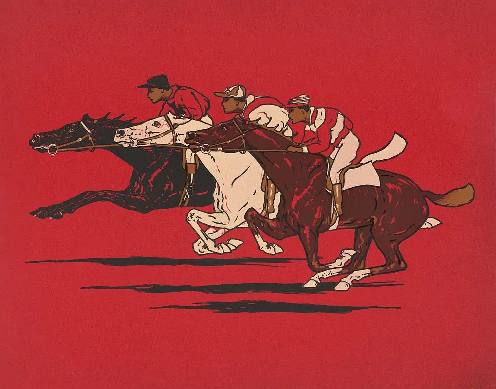 Runners (1900), vintage horse racing. poster — sport art