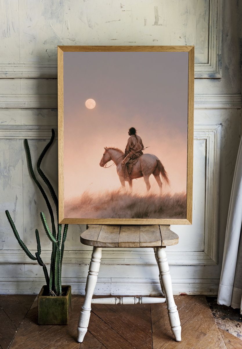 Horse Rider at Dawn Photography Poster. room preview
