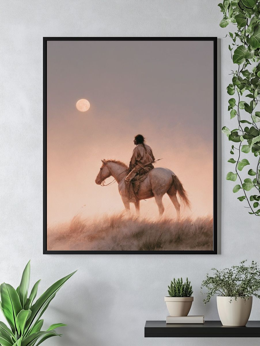 Horse Rider at Dawn Photography Poster. — room view 4