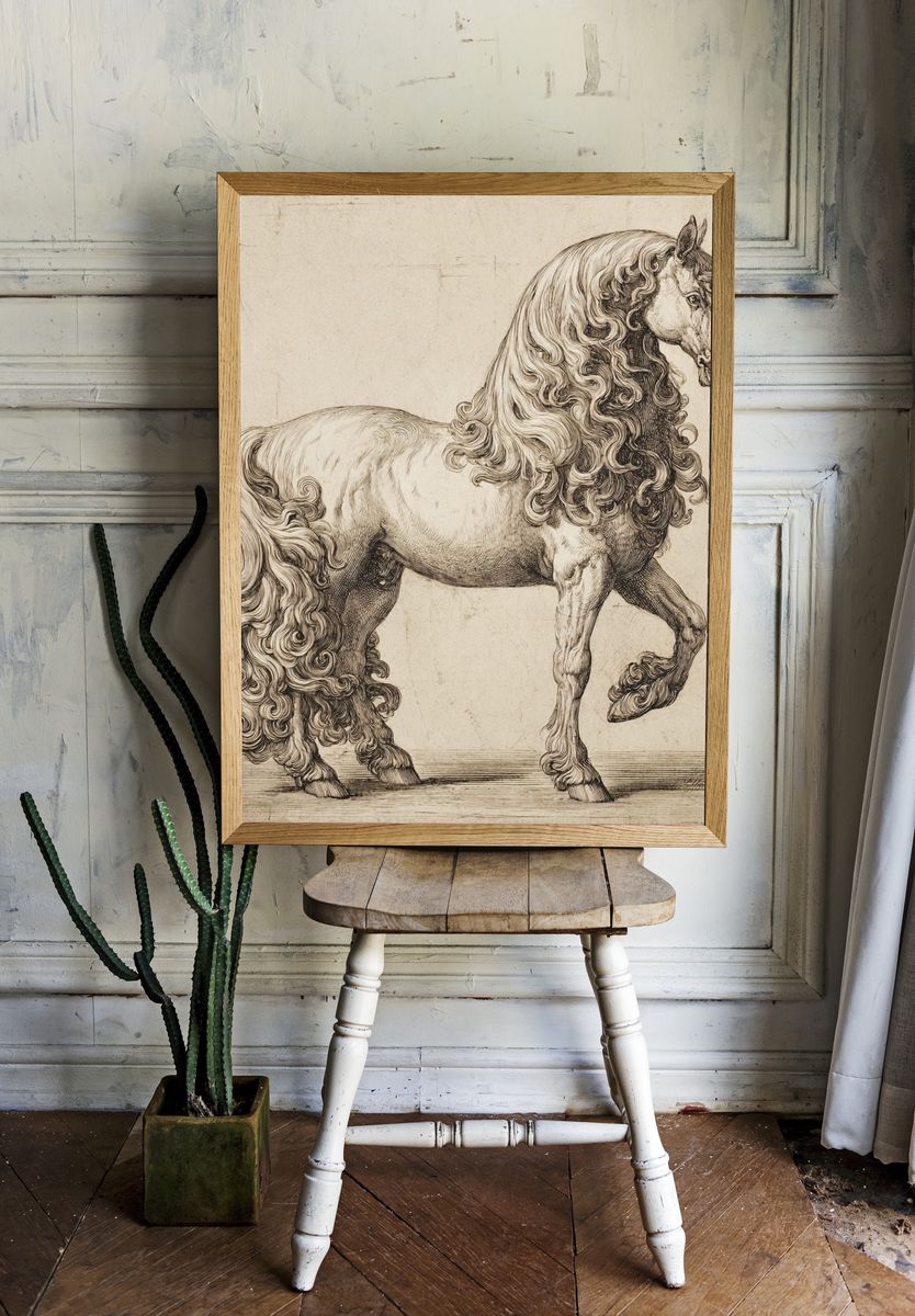 Elegant Horse Illustration Poster. — room view 1