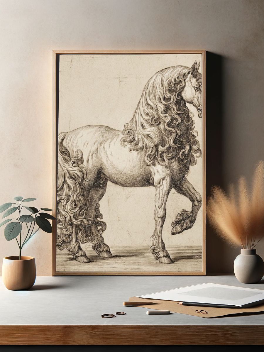 Elegant Horse Illustration Poster. — room view 2