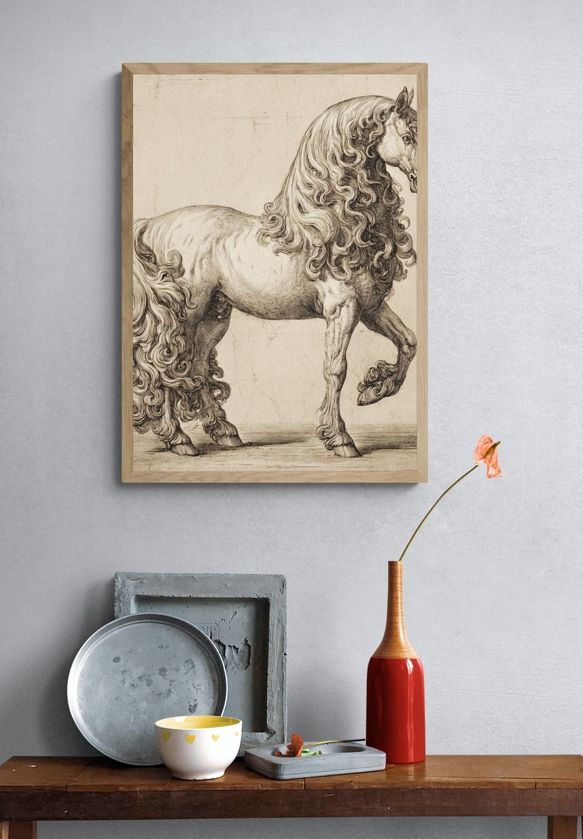 Elegant Horse Illustration Poster. — room view 3